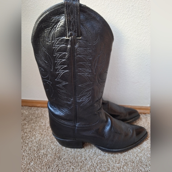 Tony Lama Mens Black Western Cowboy Boots Pointed Toe  Size 8 E - Picture 3 of 10